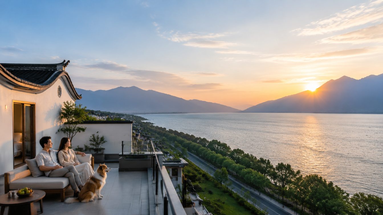 梁河县携宠住进洱海落日